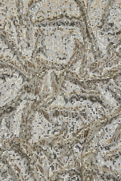 Silver Blush Geometric Glitz Rose Gold Sequin Embroidered Fabric