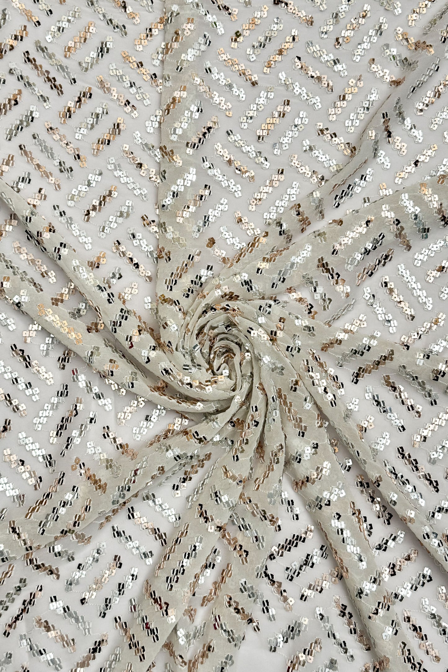 Crystal Gleam Sequin Embroidered Georgette Fabric