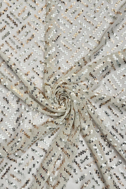 Crystal Gleam Sequin Embroidered Georgette Fabric