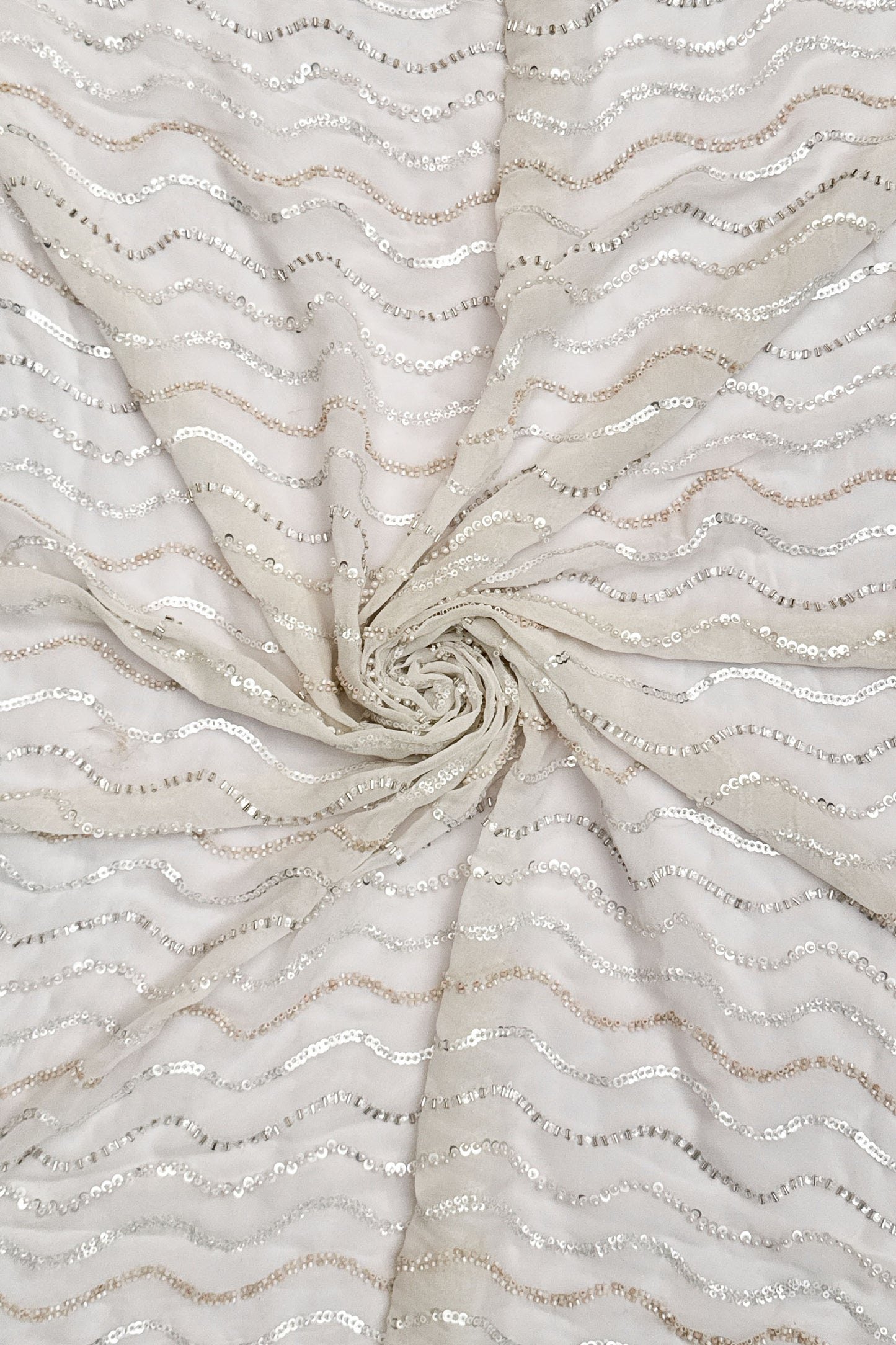 Moonlit Waves Sequin Embroidered Fabric