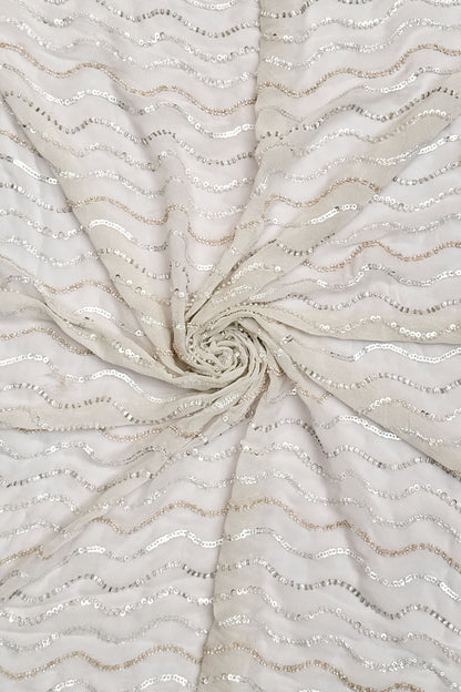 Moonlit Waves Sequin Embroidered Fabric