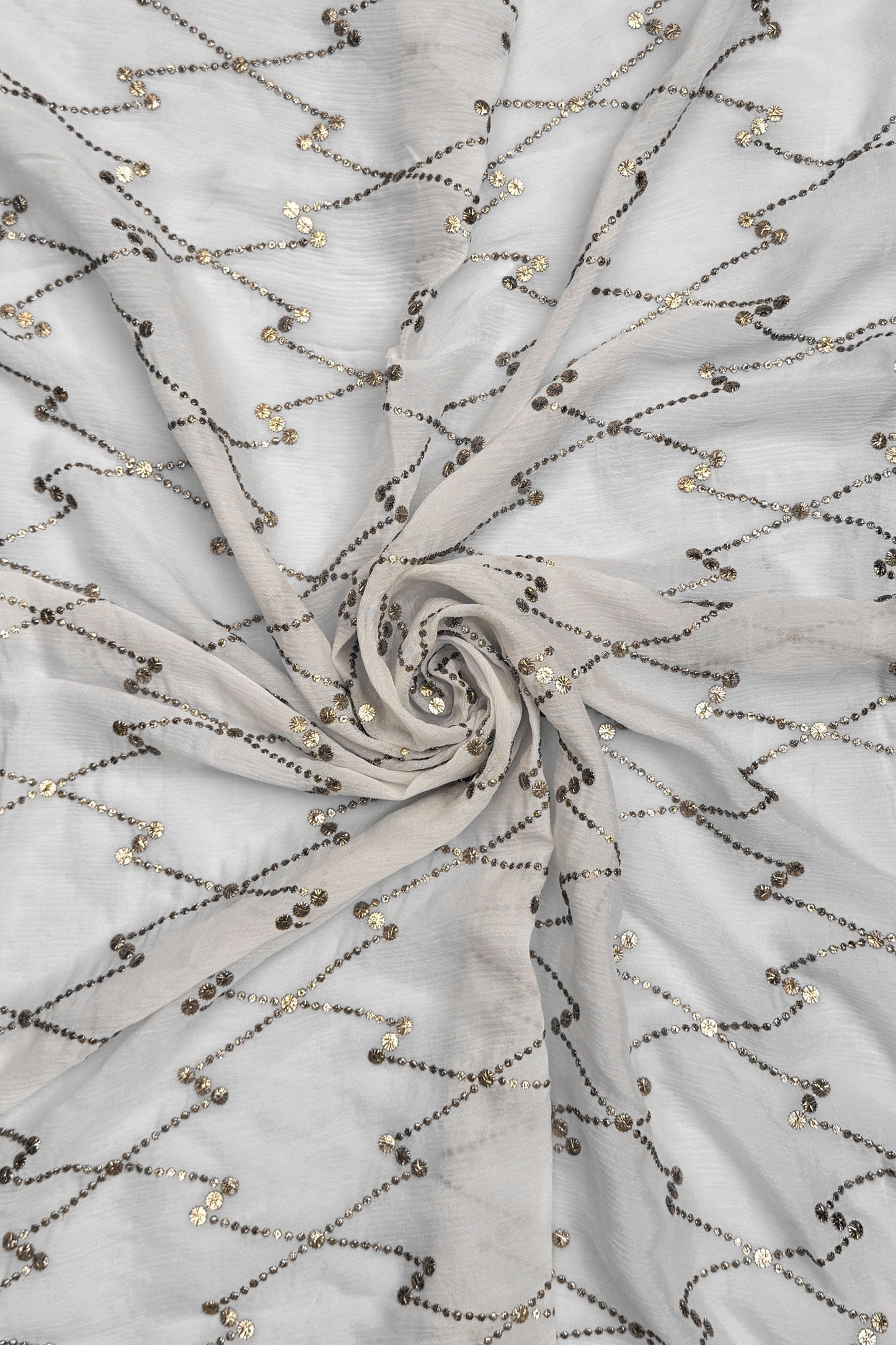 Opal Grid Luxe Organza Sequin Embroidered Fabric