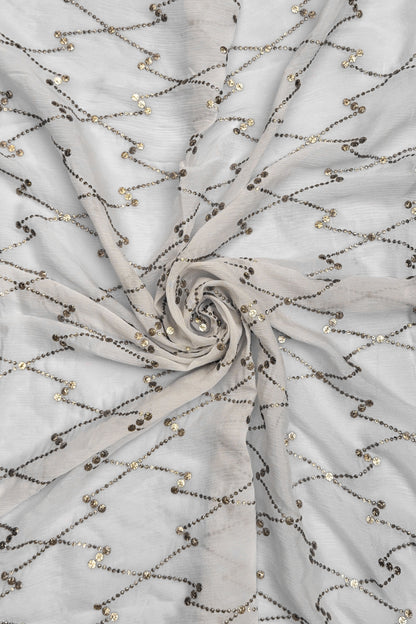 Opal Grid Luxe Organza Sequin Embroidered Fabric