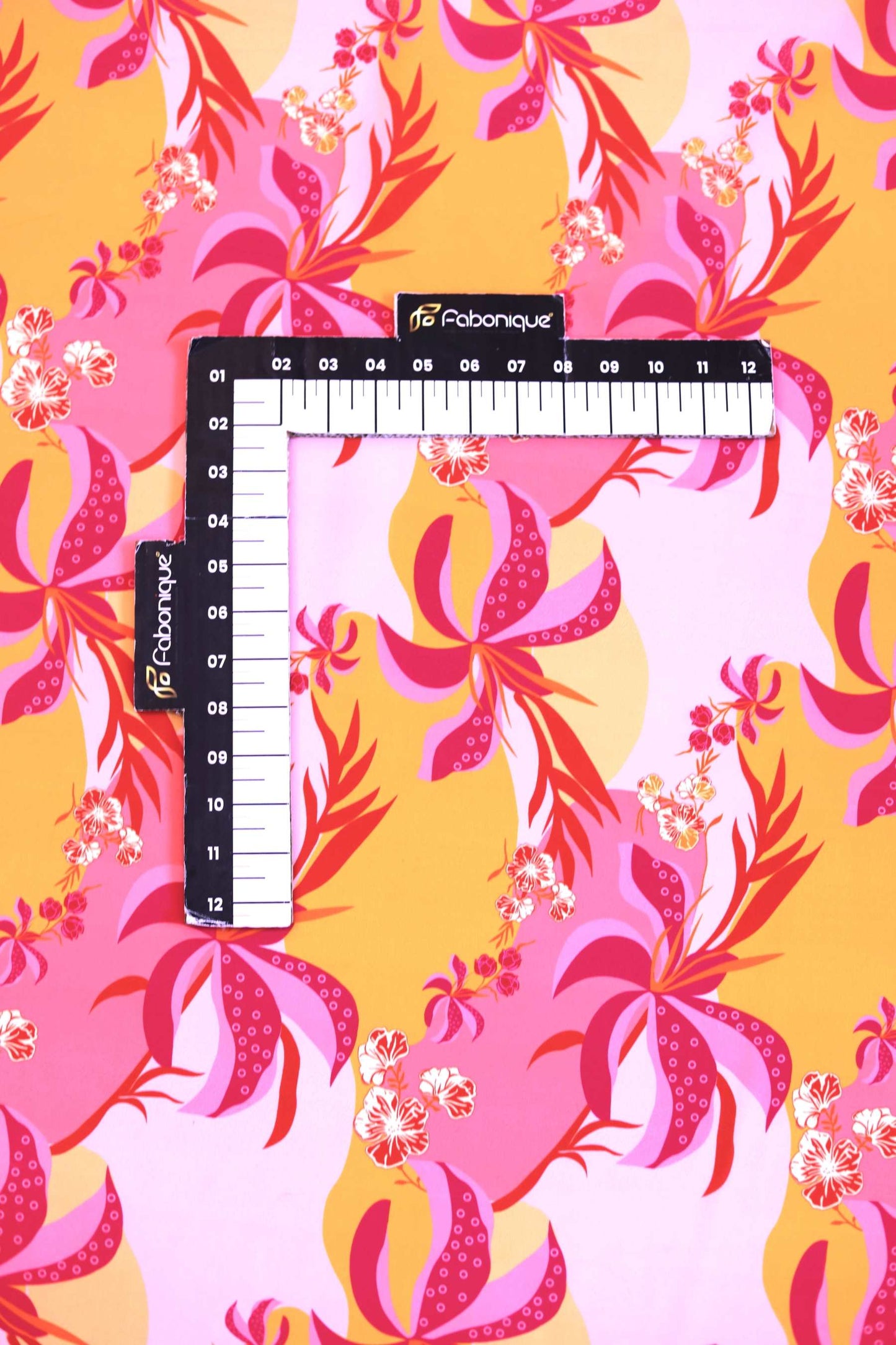 Coral Bloomscape French Crepe Fabric