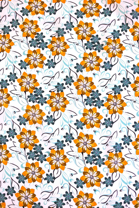 Amber Blossom French Crepe Fabric