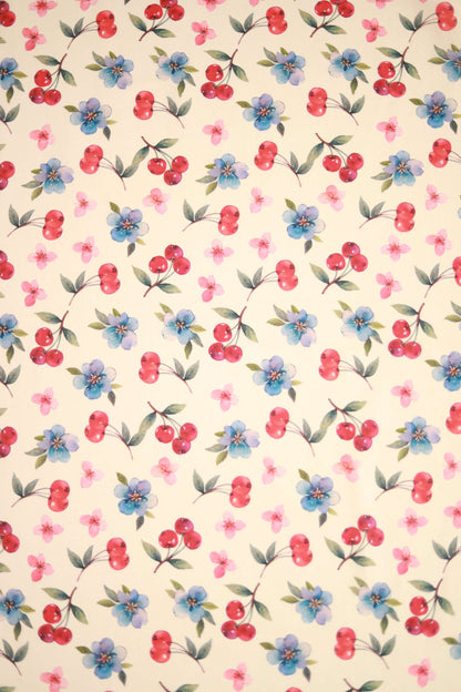 Cherry Bloom Linen Fabric