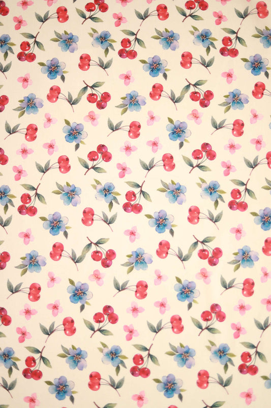 Cherry Bloom Linen Fabric
