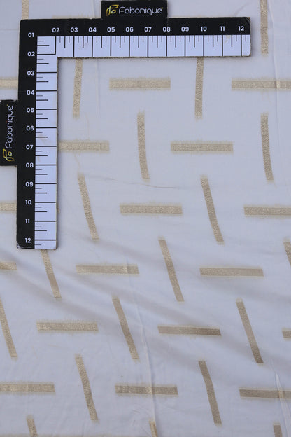 Russian Silk Lehriya Fabric with Geometric Pattern and Gold Highlights