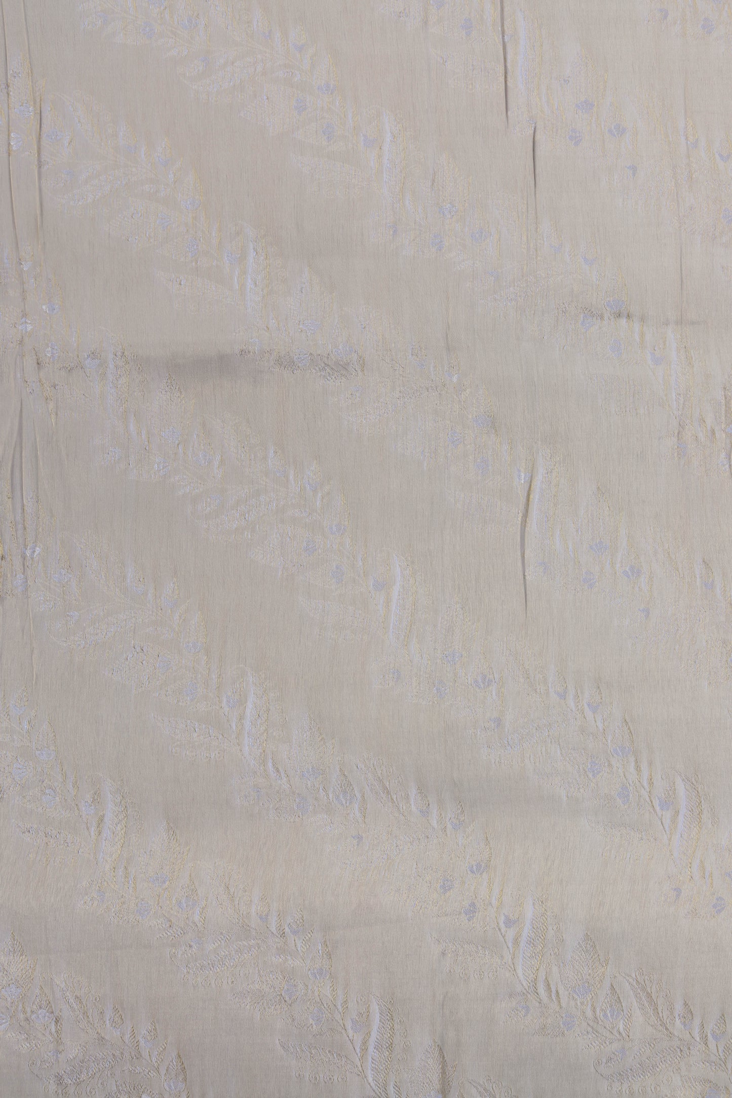 Golden Foil Embellished Pure Tanchoi Silk Fabric
