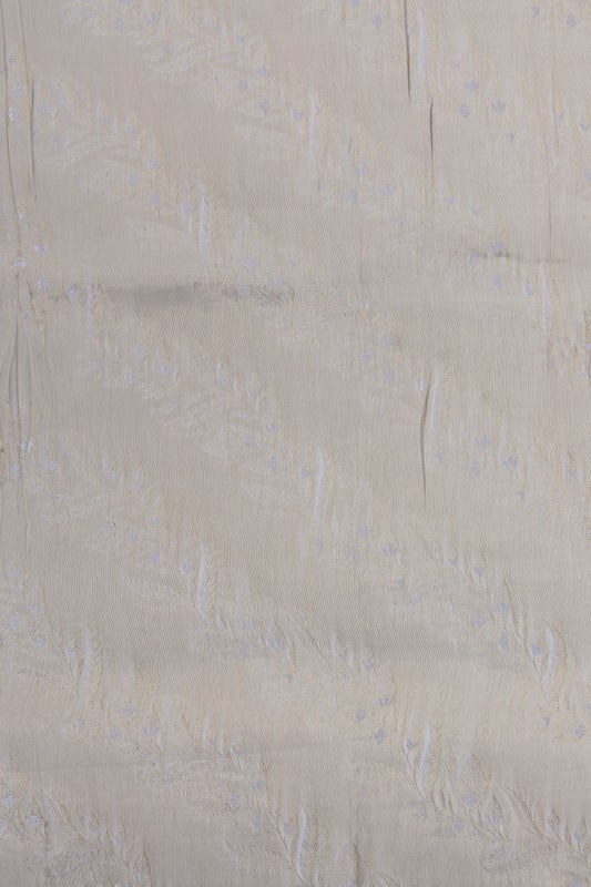 Golden Foil Embellished Pure Tanchoi Silk Fabric