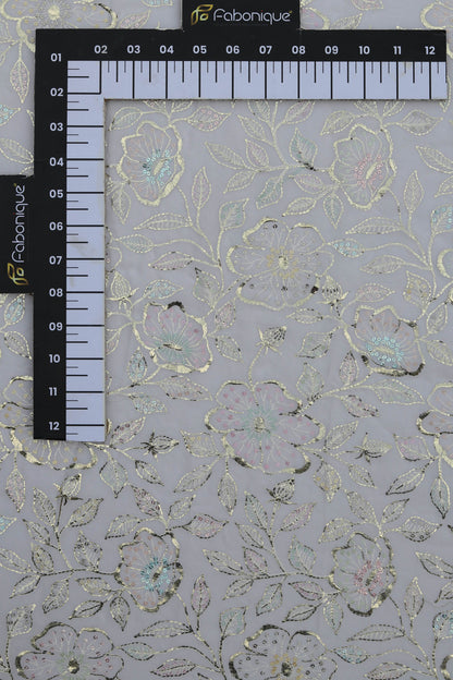 Fabonique Floral Embroidered Sequin Fabric