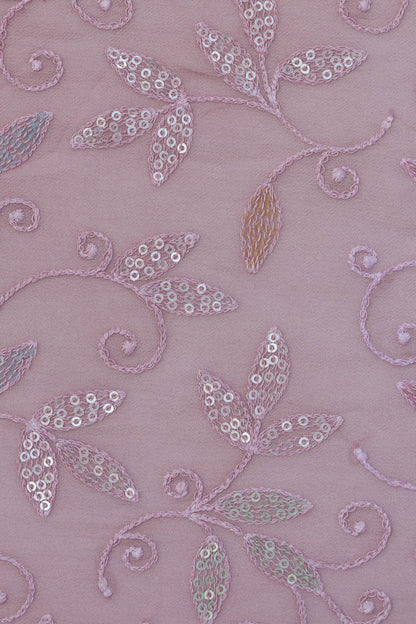 Embroidered Sequin Leafy Vine Design Fabric