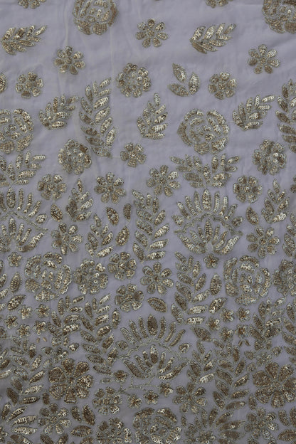 Silver Sequin Embroidered Nude Fabric