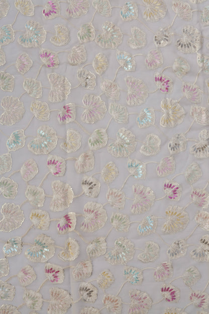 Floral Embroidered Sequin Fabric with Vibrant Accents