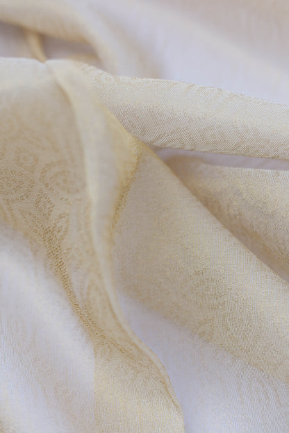 Pure Tissue Organza Floral Brocade Fabric with Self Pattern and Lustrous Sheen