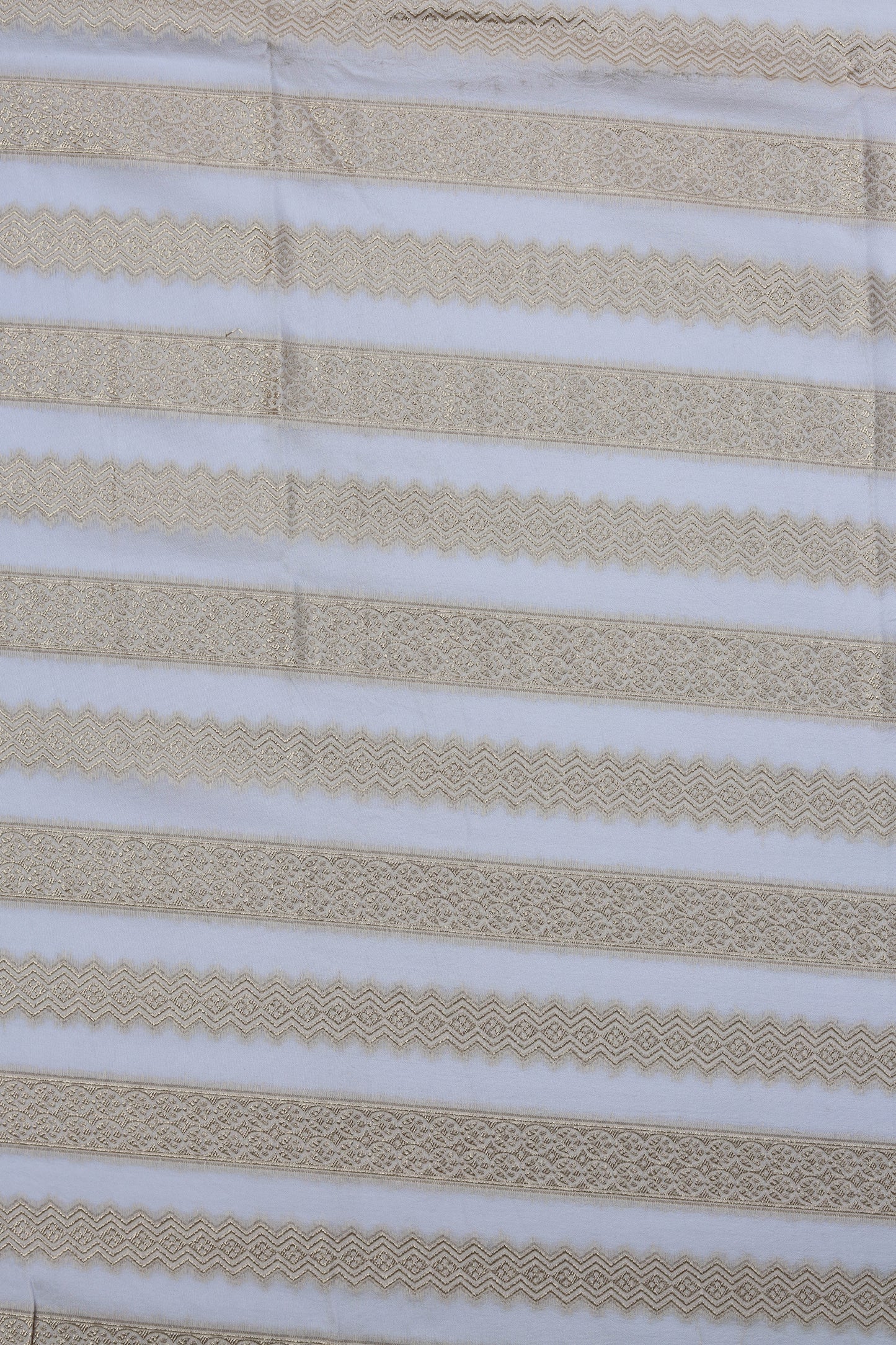 Striped Russian Silk Lehriya Brocade Fabric with Metallic Gold Detailing