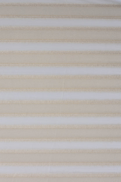 White Gold Horizontal Striped Sheer Organza Fabric