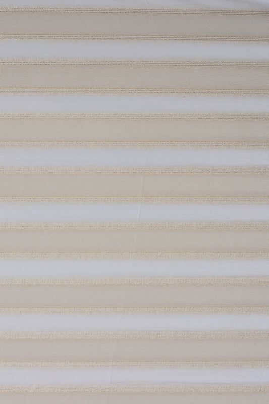 White Gold Horizontal Striped Sheer Organza Fabric