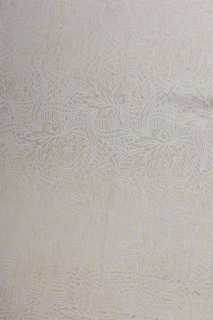 Ivory Gold Banarasi Brocade Fabric with Floral Weave