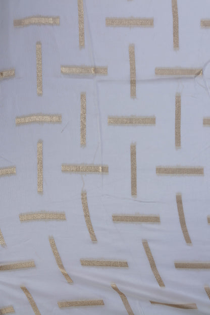 Russian Silk Lehriya Fabric with Geometric Pattern and Gold Highlights