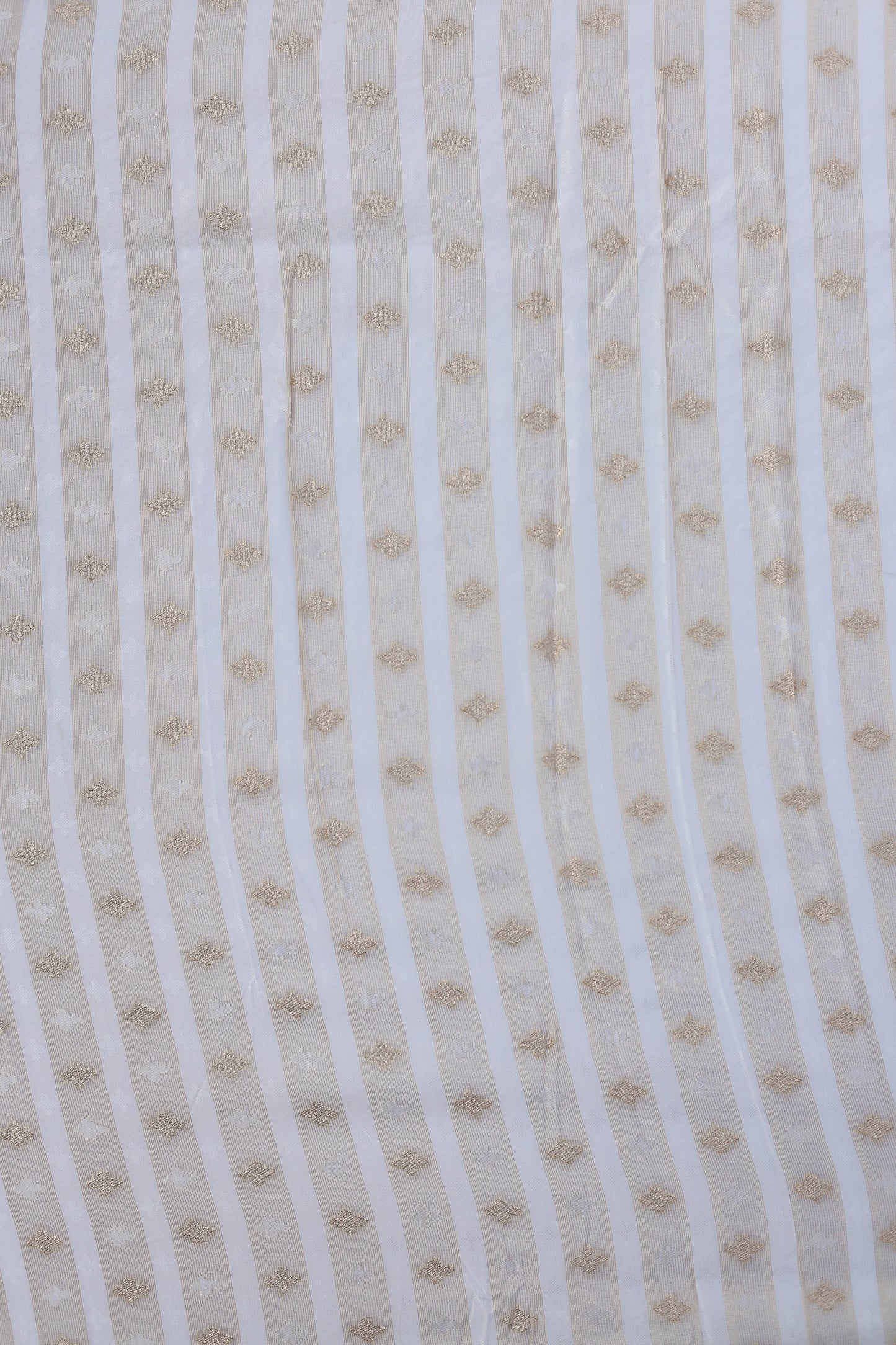 Pure Tissue Lining Butti Brocade Fabric with Golden Stripes and Delicate Diamond Patterns
