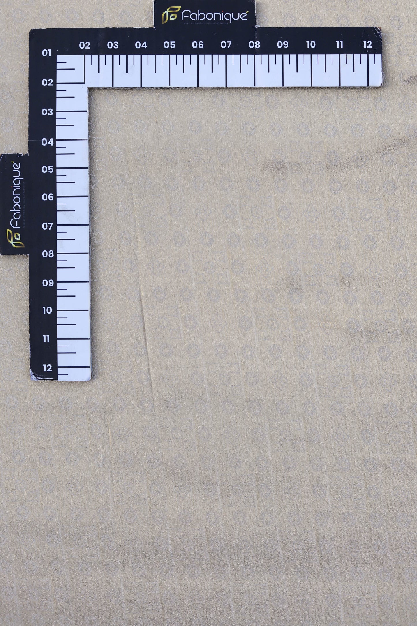 Pure Tanchoi Silk Brocade Fabric with Intricate Golden Floral Patterns