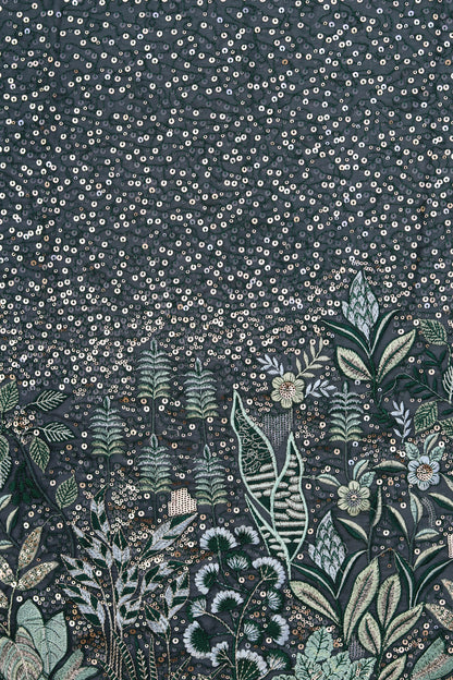 Ivory Gold Sequin Embroidered Fabric Elegant Embroidery Fabric