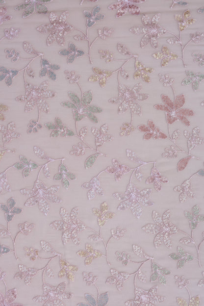 Pastel Floral Embroidered Sequin Fabric