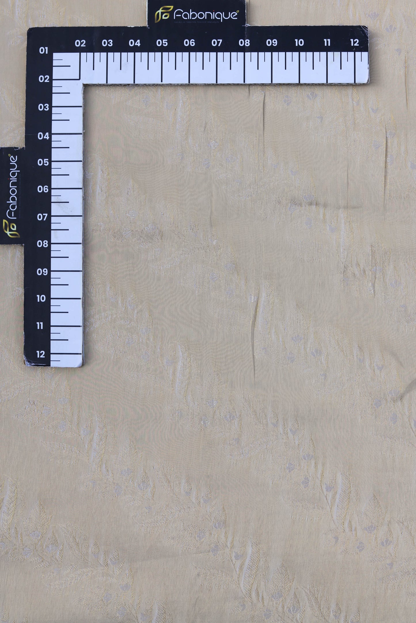 Golden Foil Embellished Pure Tanchoi Silk Fabric