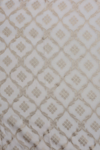Golden Lattice Pattern Sheer Organza Fabric