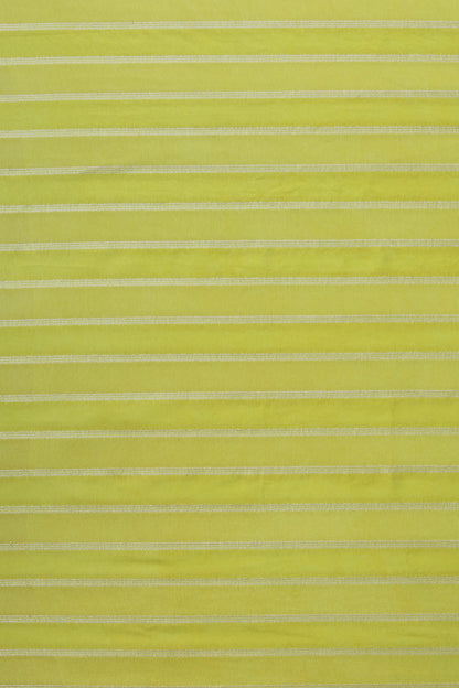 White Gold Horizontal Striped Sheer Organza Fabric