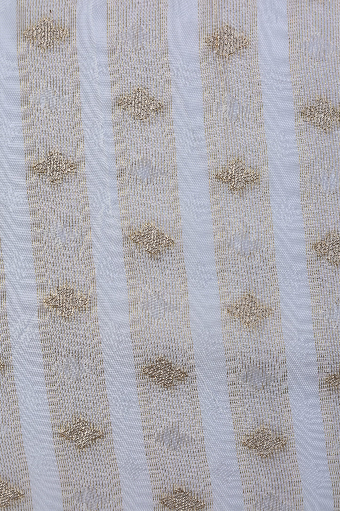 Pure Tissue Lining Butti Brocade Fabric with Golden Stripes and Delicate Diamond Patterns