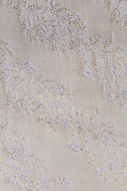 Golden Woven Pure Tanchoi Silk Floral Brocade Fabric