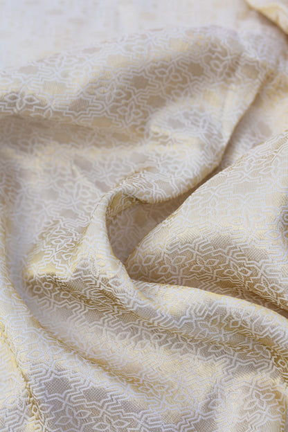Subtle Gold Geometric Banarasi Jacquard Fabric