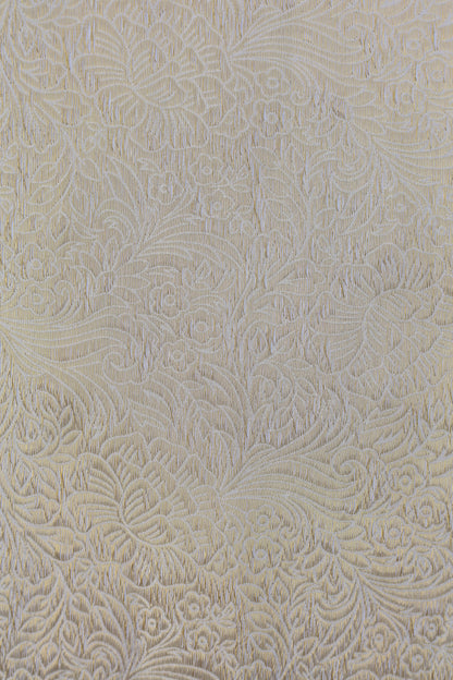 Golden Floral Embossed Banarasi Fabric