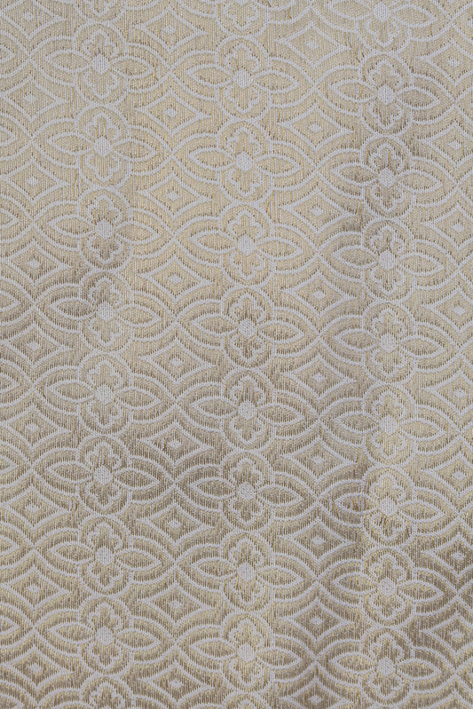 Ivory Banarasi Brocade Fabric with Floral Geometric Weave