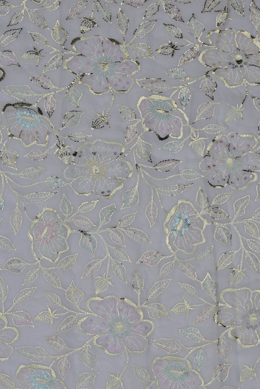 Fabonique Floral Embroidered Sequin Fabric