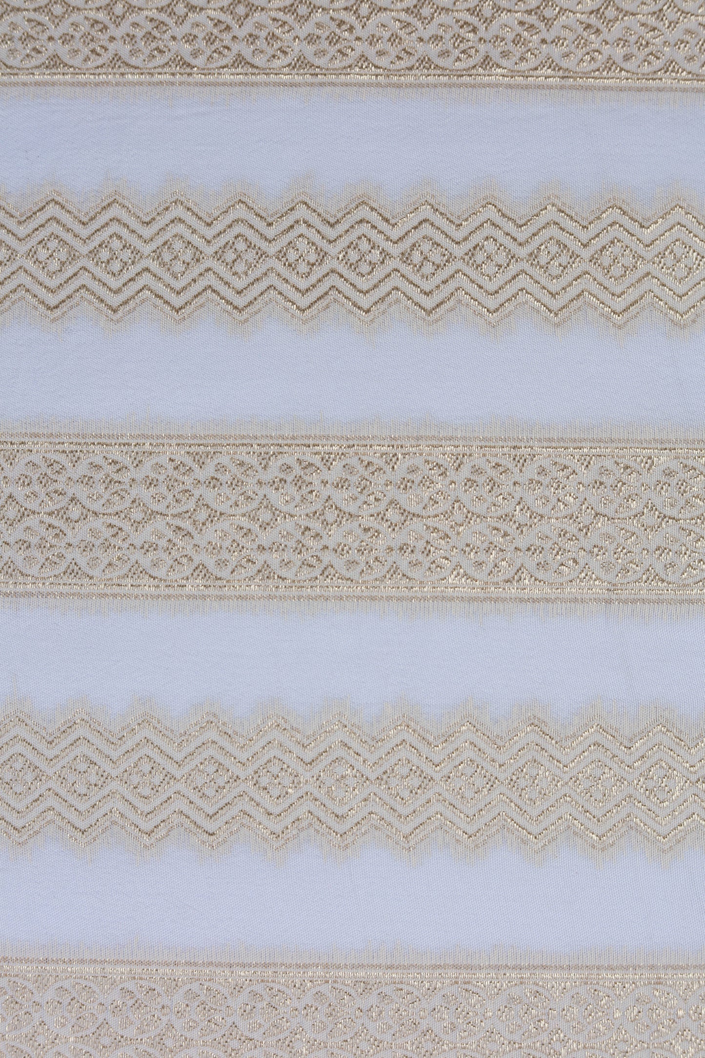 Striped Russian Silk Lehriya Brocade Fabric with Metallic Gold Detailing