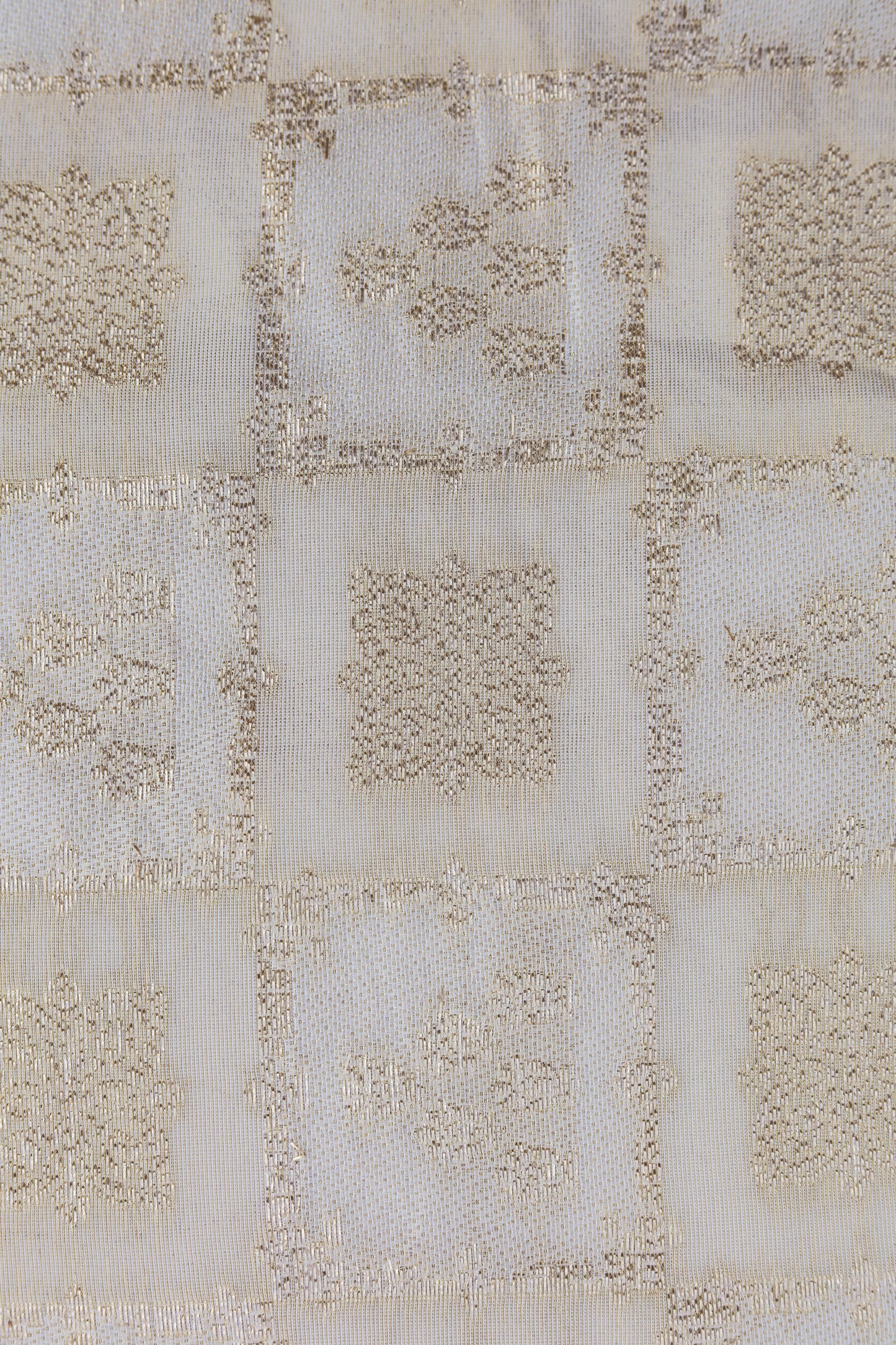 Golden Checkered Embossed Brocade Fabric