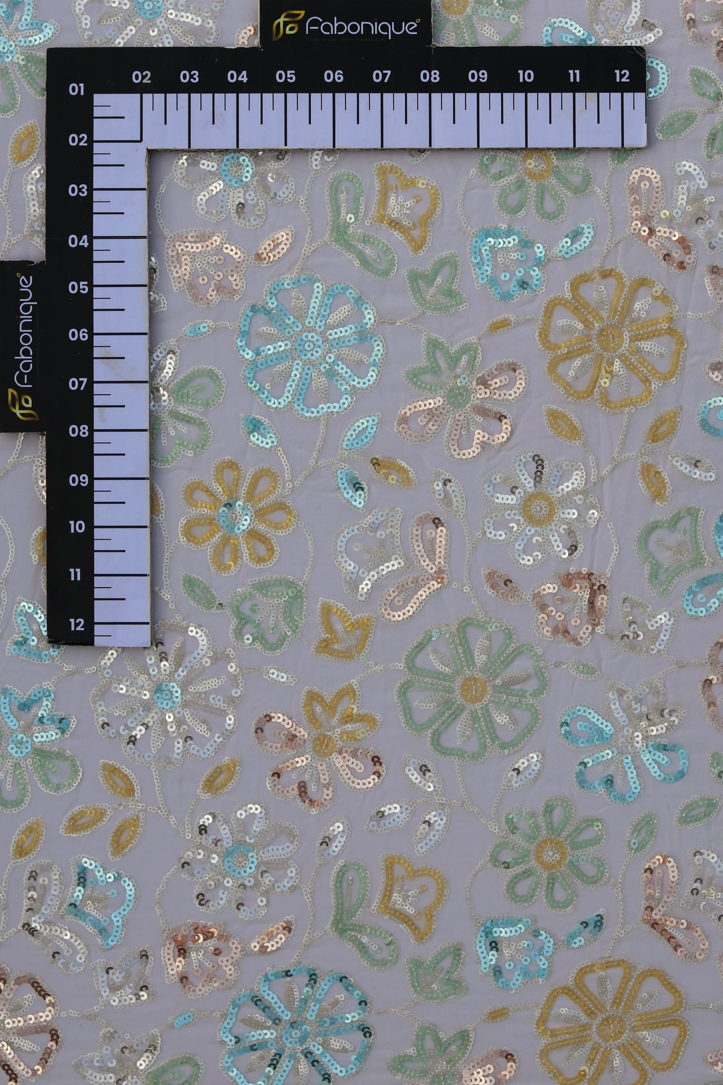 Multi-Tone Floral Embroidered Sequin Fabric