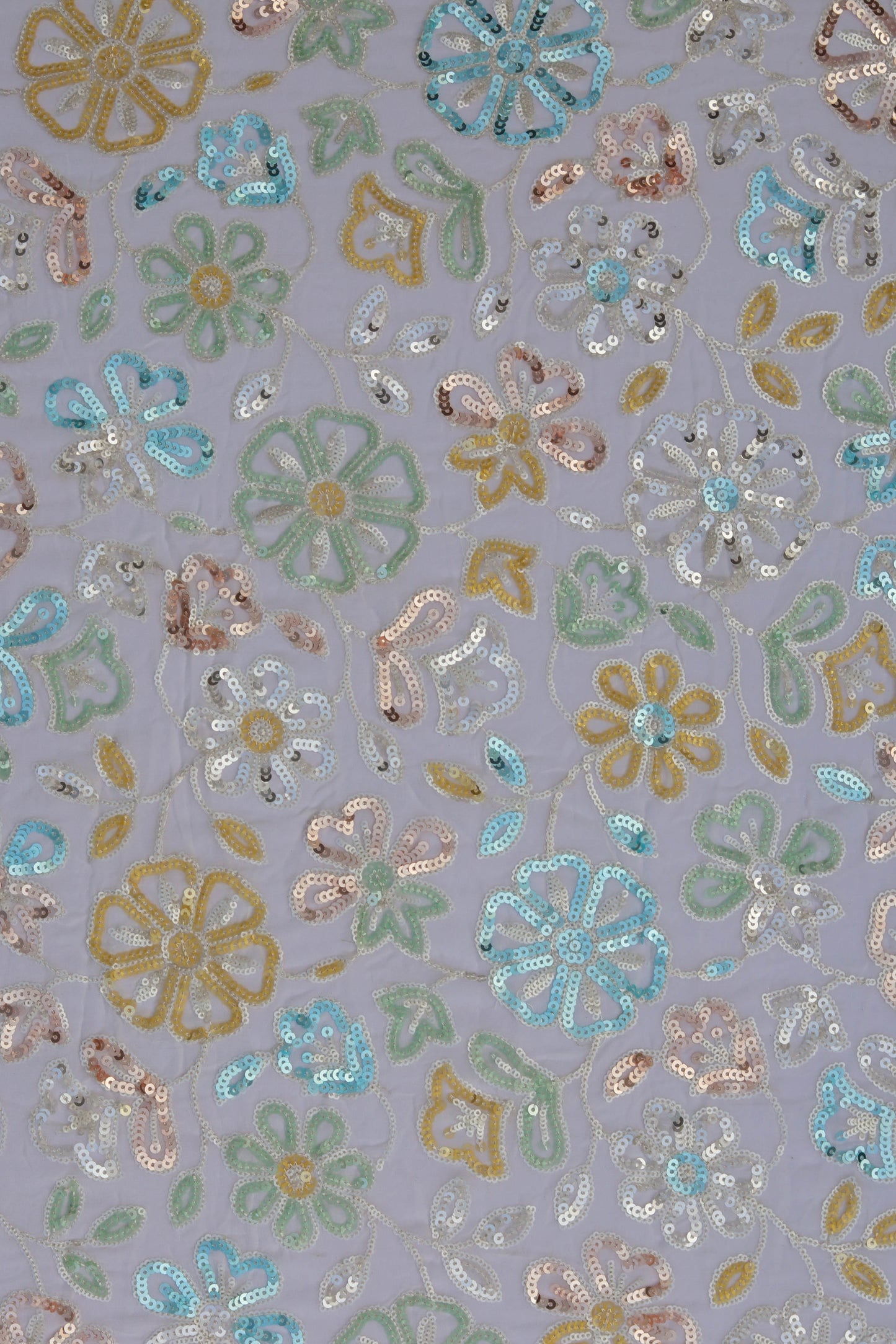 Multi-Tone Floral Embroidered Sequin Fabric