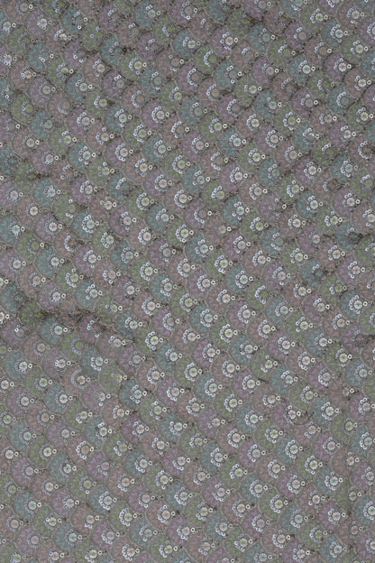 Pastel Accented Embroidered Fabric with Sequin Highlights