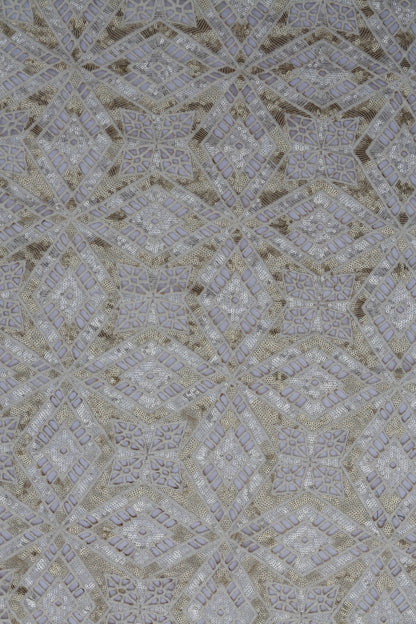 Geometric Sequin Cutwork Embroidered Net Fabric