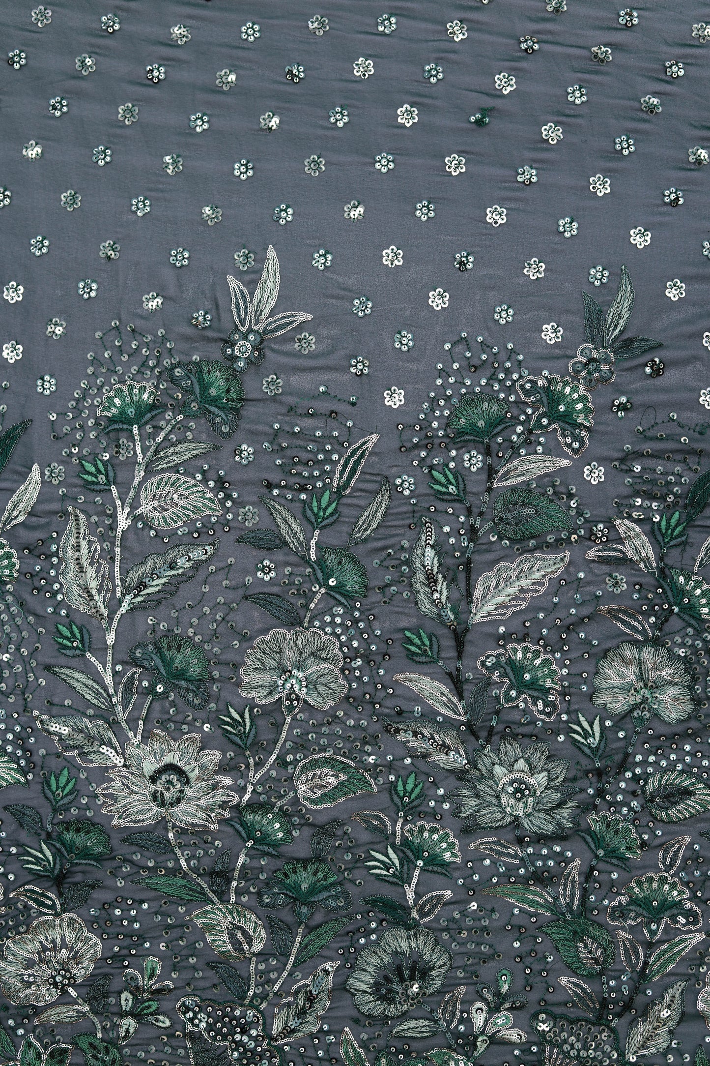 Plum Elegance Heavy Floral Sequin Embroidered Fabric