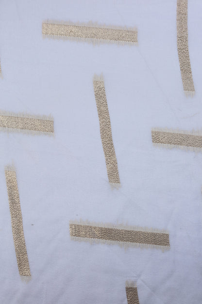 Russian Silk Lehriya Fabric with Geometric Pattern and Gold Highlights