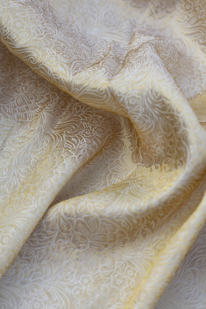 Golden Floral Embossed Banarasi Fabric