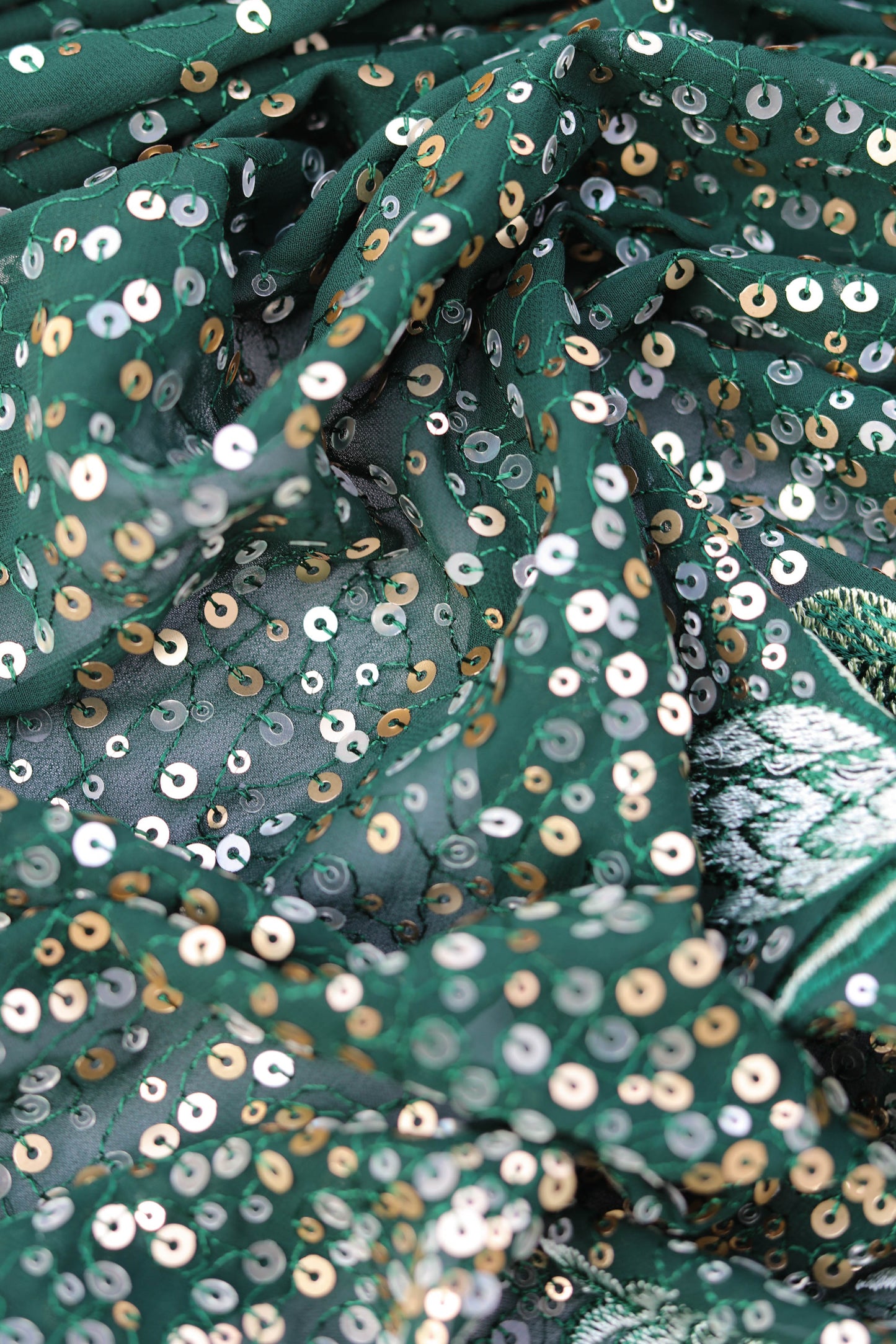 Ivory Gold Sequin Embroidered Fabric Elegant Embroidery Fabric