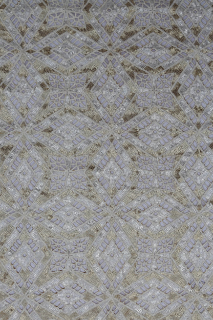Geometric Sequin Cutwork Embroidered Net Fabric
