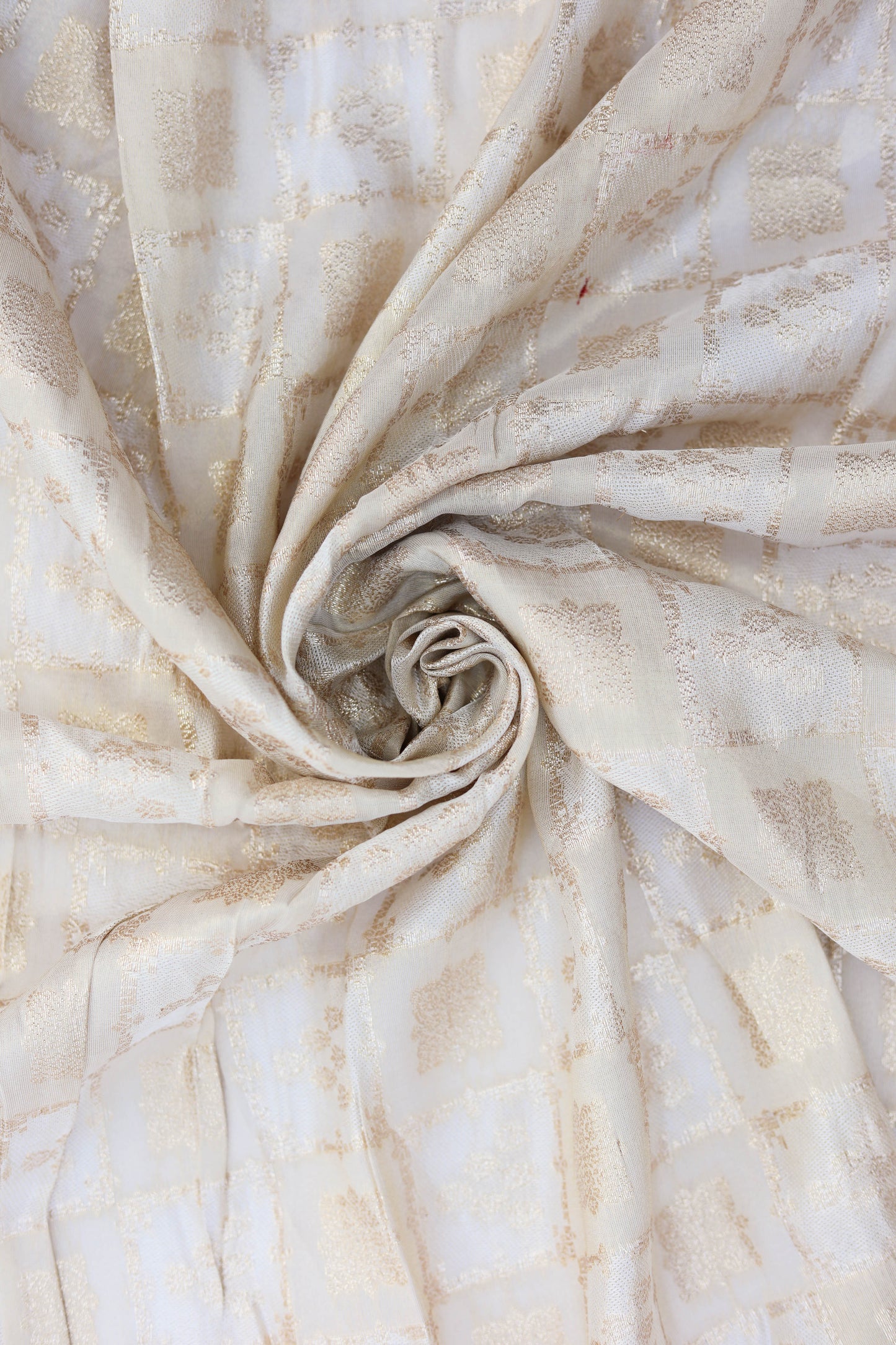 Golden Checkered Embossed Brocade Fabric