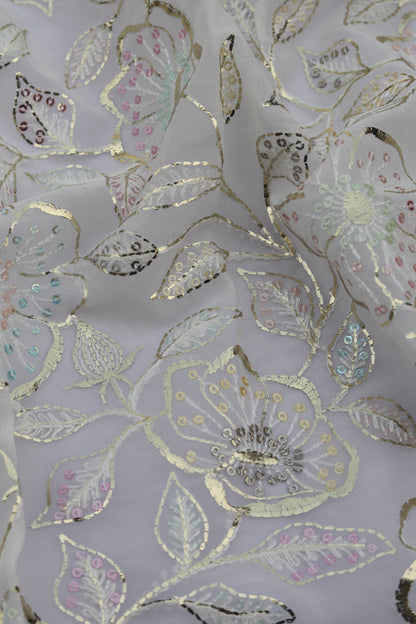 Fabonique Floral Embroidered Sequin Fabric
